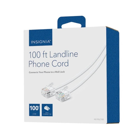 Insignia™ - NS-TPLC1002 100' Landline Phone Cord - White - Picture 5 of 9